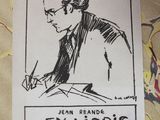 a drawing of a man sitting at a desk