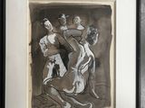 an image of a black and white drawing of a man and a woman
