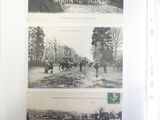 three pictures of people riding horses in the water