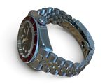 a watch that is sitting on a bracelet on a white surface