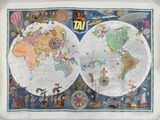 une photo d'une carte du monde exposée