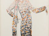 une image représentant le dessin d'une femme en robe et foulard