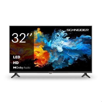 une photo d'une Smart TV dont l'écran affiche l'image d'un tableau abstrait