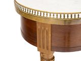 a small table with a marble top on a white background