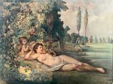 un tableau représentant une femme allongée par terre à côté d'un homme