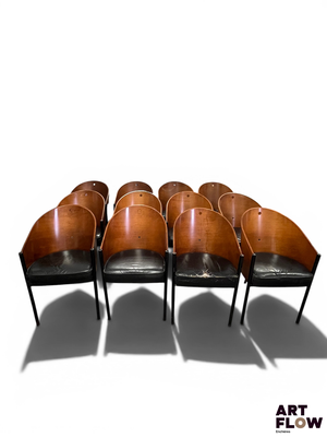 six chairs that are sitting in a row on the floor