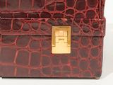 burgundy alligator skin box with gold hardware