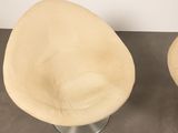 pair of mid - century modern lounge chairs in beige suede, italy, 1970s