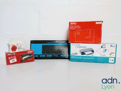 three boxes of electronic devices sitting on a table