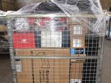 a cart that has some boxes on it in a warehouse