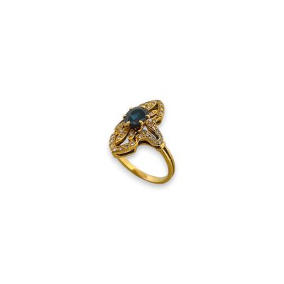 Bague en or jaune 18K (750) ajourée de motifs feuillagés ent…