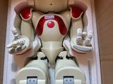 un robot posé dans une boîte par terre