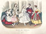 a drawing of a group of people dressed in fancy clothes
