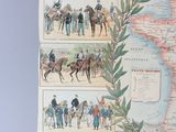 an old map of the united states with a bunch of people riding horses