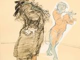 une image représentant le dessin d'une femme debout à côté d'un homme