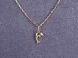 un collier avec un pendentif en forme de dauphin sur une chaîne en or