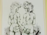 two nudes that are standing next to each other