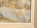 an image of a painting of a mountain scene with a person in the foreground