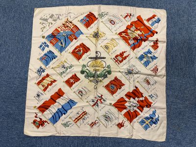 an image of a handkerchief with a picture of a train on it