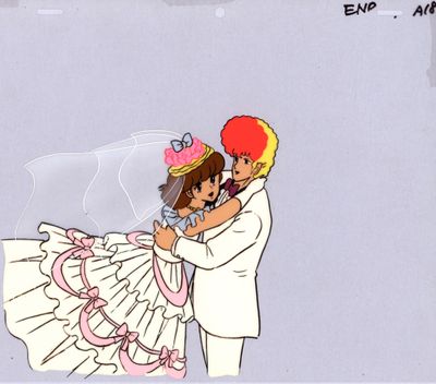 animation animation production cel of a bride and groom in a wedding dress