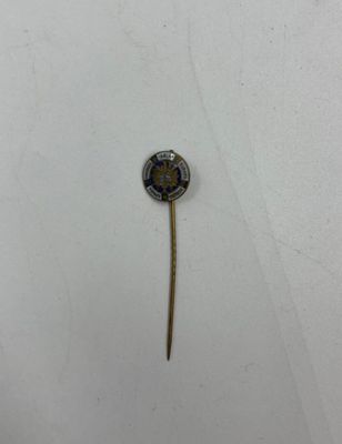 une photo d'un pin's sur lequel figure le portrait d'une personne