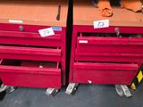 deux tiroirs rouges sur lesquels sont posés des outils