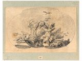 a drawing of a man and a woman in a landscape
