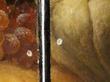 a painting of fruit and a knife on a table