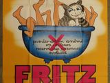 movie poster of a cat in a bathtub with a caption saying frittez the cat