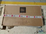 a cardboard box that is sitting on the ground