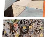 deux photos d'un tableau accroché au mur et d'un tableau accroché au mur