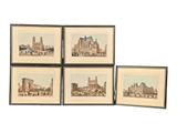 quatre photos encadrées représentant un bâtiment avec une tour horloge en arrière-plan