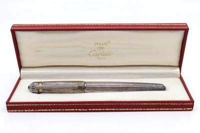 un stylo argenté dans un coffret rouge orné d'une bordure dorée