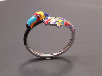 UNA STORIA Bracelet en argent articulé émaillé , modèle flam…