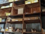 a shelf that has many different items on it