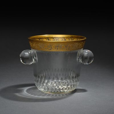 SAINT-LOUIS FRANCE Seau à glace modèle ‘Thistle’ en verre tr…