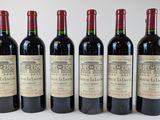 six bouteilles de vin rouge alignées sur une surface blanche