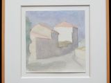 an image of a painting of a street with a building in the background