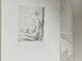 drawing of a woman sitting in a chair in a room