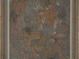 an image of a painting of a group of people in a forest