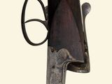 a close up of a gun on a white background