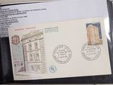 a picture of an open book with stamps on it