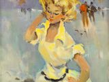 une image d'un tableau représentant une femme en robe blanche