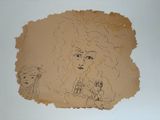 a drawing of a woman and a child on a piece of paper