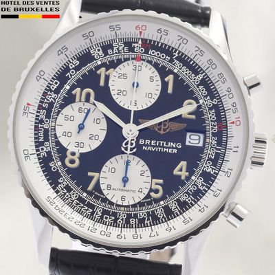 a close up of a wrist watch with a blue dial