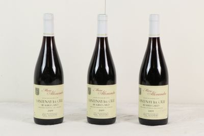 trois bouteilles de vin posées sur une table l'une à côté de l'autre