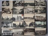 several old black and white photos of a bunch of buildings