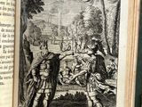 an old book with a picture of a man and a woman on it