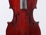 a close up of a violin with a bow on a white background