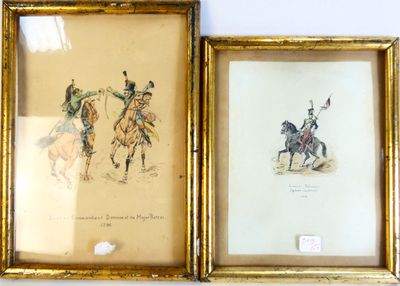 Deux gravures figurant des cavaliers de la période Révolutio…
